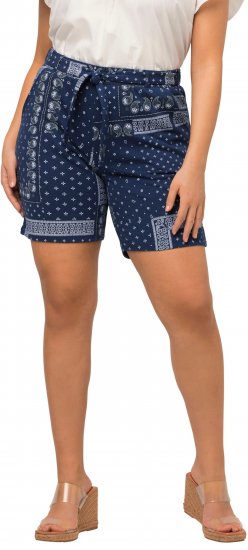 Ulla Popken Paisley Pull On Shorts Blue - Jeans & Pantaloni Donna Taglie Comode – Plus Size - Jeans e Pantaloni Donna, EU 42-70