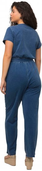 Ulla Popken Wrap Look Short Sleeve Denim Jumpsuit Blue - Jeans & Pantaloni Donna Taglie Comode – Plus Size - 