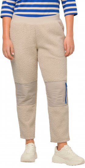 Ulla Popken Teddy Fleece Knee Patch Pants Beige - Jeans & Pantaloni Donna Taglie Comode – Plus Size - Jeans e Pantaloni Donna, EU 42-70