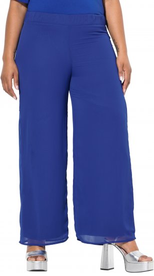 Ulla Popken Layered Chiffon Wide Leg Pants Blue - Jeans & Pantaloni Donna Taglie Comode – Plus Size - Jeans e Pantaloni Donna, EU 42-70