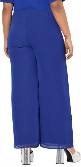 Ulla Popken Layered Chiffon Wide Leg Pants Blue - Jeans & Pantaloni Donna Taglie Comode – Plus Size - Jeans e Pantaloni Donna, EU 42-70