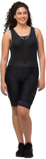 Ulla Popken Padded Cycling Zip Front Bodysuit Black - Jeans & Pantaloni Donna Taglie Comode – Plus Size - 