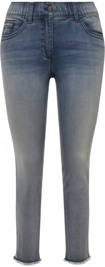 Ulla Popken Fringed Hem Stretch Fit Jeans Blue Denim - Jeans & Pantaloni Donna Taglie Comode – Plus Size - 