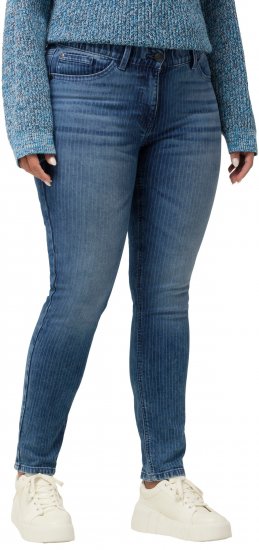 Ulla Popken Textured Stripe Sarah Slim Fit Jeans Blue - Jeans & Pantaloni Donna Taglie Comode – Plus Size - Jeans e Pantaloni Donna, EU 42-70