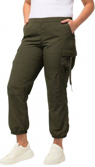 Ulla Popken Elastic Waist Cargo Pants Olives Grey - Jeans & Pantaloni Donna Taglie Comode – Plus Size - Jeans e Pantaloni Donna, EU 42-70