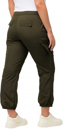 Ulla Popken Elastic Waist Cargo Pants Olives Grey - Jeans & Pantaloni Donna Taglie Comode – Plus Size - Jeans e Pantaloni Donna, EU 42-70