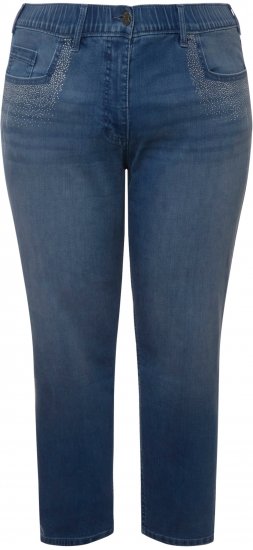 Ulla Popken Rhinestone Detail Stretch Fit Skinny Jeans Blue Denim - Jeans & Pantaloni Donna Taglie Comode – Plus Size - 