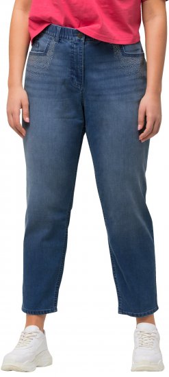 Ulla Popken Rhinestone Detail Stretch Fit Skinny Jeans Blue Denim - Jeans & Pantaloni Donna Taglie Comode – Plus Size - 