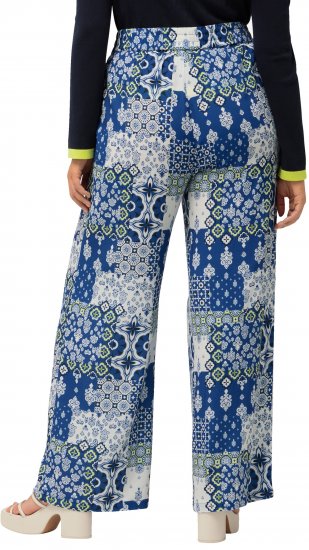 Ulla Popken Paisley Straight Leg Pull On Pants Blue - Jeans & Pantaloni Donna Taglie Comode – Plus Size - 