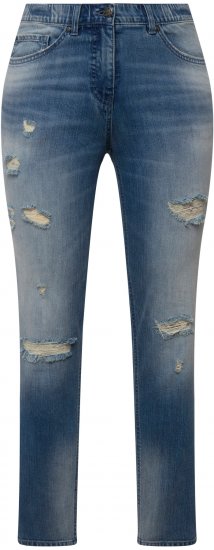 Ulla Popken Distressed Stretch Fit Sarah Jeans Blue - Jeans & Pantaloni Donna Taglie Comode – Plus Size - 