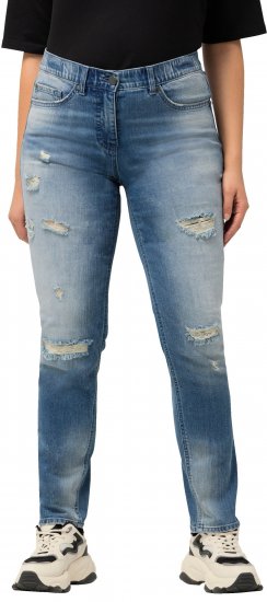 Ulla Popken Distressed Stretch Fit Sarah Jeans Blue - Jeans & Pantaloni Donna Taglie Comode – Plus Size - 