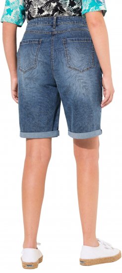 Ulla Popken Palm Print Denim Bermuda Shorts Blue Denim - Jeans & Pantaloni Donna Taglie Comode – Plus Size - 