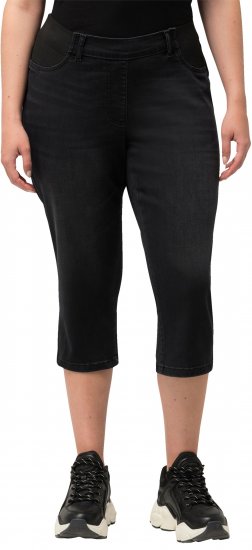 Ulla Popken Sienna Stretch Denim Capris Black - Jeans & Pantaloni Donna Taglie Comode – Plus Size - 