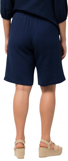 Ulla Popken Muslin Elastic Waist Wide Leg Shorts Blue - Jeans & Pantaloni Donna Taglie Comode – Plus Size - 