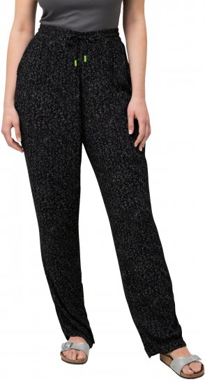 Ulla Popken Speckled Crepe Pull On Pants Black - Jeans & Pantaloni Donna Taglie Comode – Plus Size - Jeans e Pantaloni Donna, EU 42-70