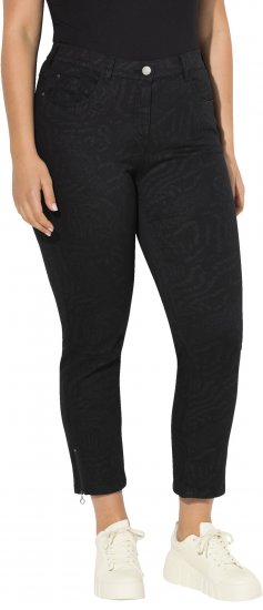Ulla Popken Animal Print Stretch Fit Jeans Black - Jeans & Pantaloni Donna Taglie Comode – Plus Size - 
