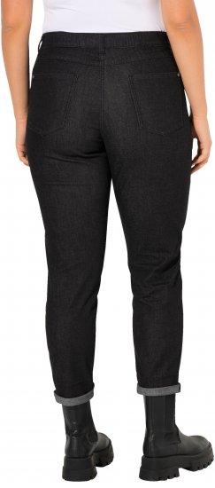 Ulla Popken Raw Denim Stripe Stretch Fit Jeans Black - Jeans & Pantaloni Donna Taglie Comode – Plus Size - 