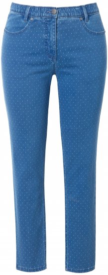 Ulla Popken Polka Dot Stretch Fit Jeans Blue Denim - Jeans & Pantaloni Donna Taglie Comode – Plus Size - 