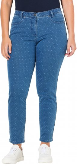 Ulla Popken Polka Dot Stretch Fit Jeans Blue Denim - Jeans & Pantaloni Donna Taglie Comode – Plus Size - 