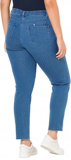 Ulla Popken Polka Dot Stretch Fit Jeans Blue Denim - Jeans & Pantaloni Donna Taglie Comode – Plus Size - 