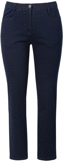 Ulla Popken Polka Dot Stretch Fit Jeans Denim Blue - Jeans & Pantaloni Donna Taglie Comode – Plus Size - 