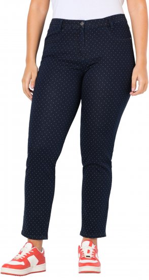 Ulla Popken Polka Dot Stretch Fit Jeans Denim Blue - Jeans & Pantaloni Donna Taglie Comode – Plus Size - 