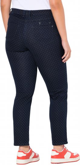 Ulla Popken Polka Dot Stretch Fit Jeans Denim Blue - Jeans & Pantaloni Donna Taglie Comode – Plus Size - 