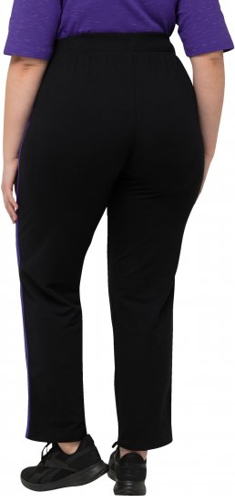 Ulla Popken Striped Elastic Waist Sweatpants Black - Jeans & Pantaloni Donna Taglie Comode – Plus Size - 