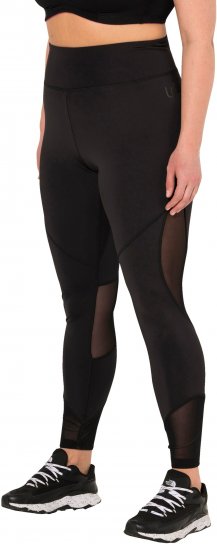 Ulla Popken Mesh Panel Leggings Black - Jeans & Pantaloni Donna Taglie Comode – Plus Size - 