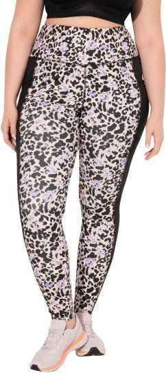 Ulla Popken Leopard Print Quick Drying Leggings Black - Jeans & Pantaloni Donna Taglie Comode – Plus Size - 