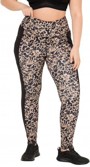 Ulla Popken Leopard Print Quick Drying Leggings Orange - Jeans & Pantaloni Donna Taglie Comode – Plus Size - Jeans e Pantaloni Donna, EU 42-70