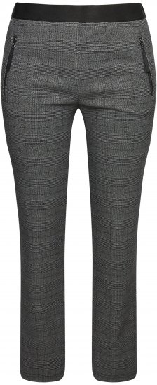 Ulla Popken Plaid Elastic Waist Tapered Leg Pants Black - Jeans & Pantaloni Donna Taglie Comode – Plus Size - 