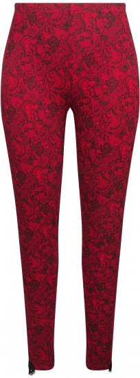 Ulla Popken Lace Print Leggings Red - Jeans & Pantaloni Donna Taglie Comode – Plus Size - Jeans e Pantaloni Donna, EU 42-70
