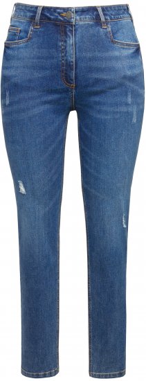 Ulla Popken Lightly Distressed Slim Leg Jeans Blue - Jeans & Pantaloni Donna Taglie Comode – Plus Size - 