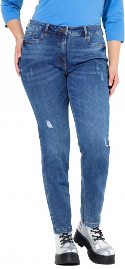 Ulla Popken Lightly Distressed Slim Leg Jeans Blue - Jeans & Pantaloni Donna Taglie Comode – Plus Size - 