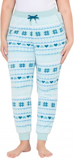 Ulla Popken Alpine Striped Plush Loungewear Pants Blue - Jeans & Pantaloni Donna Taglie Comode – Plus Size - 