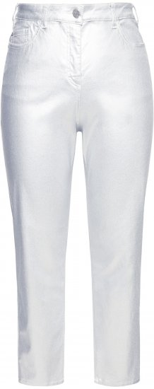 Ulla Popken Metallic Stretch Fit Mom Jeans Silver - Jeans & Pantaloni Donna Taglie Comode – Plus Size - Jeans e Pantaloni Donna, EU 42-70