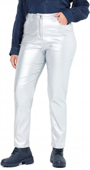 Ulla Popken Metallic Stretch Fit Mom Jeans Silver - Jeans & Pantaloni Donna Taglie Comode – Plus Size - Jeans e Pantaloni Donna, EU 42-70