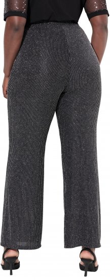 Ulla Popken Sparkling Pinstripe Elastic Waist Pants Black - Jeans & Pantaloni Donna Taglie Comode – Plus Size - Jeans e Pantaloni Donna, EU 42-70