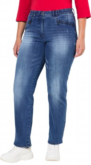 Ulla Popken Tapered Leg Lightly Distressed Jeans Denim Blue - Jeans & Pantaloni Donna Taglie Comode – Plus Size - 