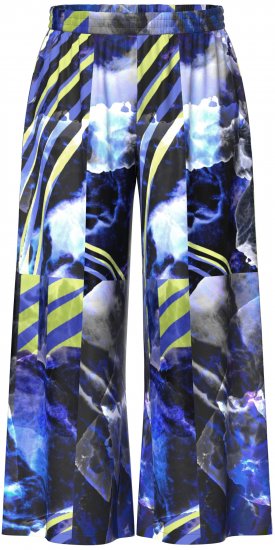 Ulla Popken Blue Stroke Wide Leg Palazzo Pants - Jeans & Pantaloni Donna Taglie Comode – Plus Size - 