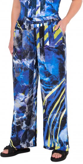 Ulla Popken Blue Stroke Wide Leg Palazzo Pants - Jeans & Pantaloni Donna Taglie Comode – Plus Size - 