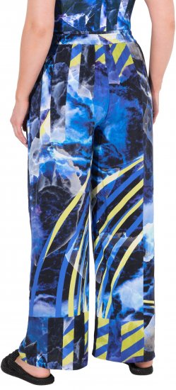 Ulla Popken Blue Stroke Wide Leg Palazzo Pants - Jeans & Pantaloni Donna Taglie Comode – Plus Size - 