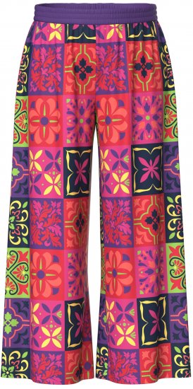 Ulla Popken Tile Print Wide Leg Palazzo Pants Purple - Jeans & Pantaloni Donna Taglie Comode – Plus Size - 