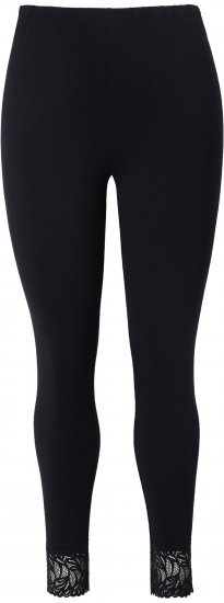 Ulla Popken Lace Trim Leggings Black - Jeans & Pantaloni Donna Taglie Comode – Plus Size - 