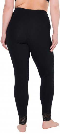 Ulla Popken Lace Trim Leggings Black - Jeans & Pantaloni Donna Taglie Comode – Plus Size - 