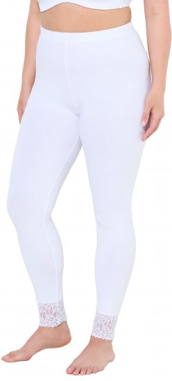 Ulla Popken Lace Trim Leggings White - Jeans & Pantaloni Donna Taglie Comode – Plus Size - 