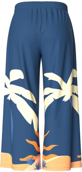 Ulla Popken Abstract Landscape Elastic Waist Palazzo Pants Blue - Jeans & Pantaloni Donna Taglie Comode – Plus Size - 