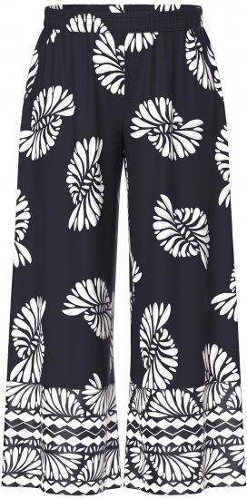 Ulla Popken Fossil Print Elastic Waist Palazzo Pants Black - Jeans & Pantaloni Donna Taglie Comode – Plus Size - Jeans e Pantaloni Donna, EU 42-70