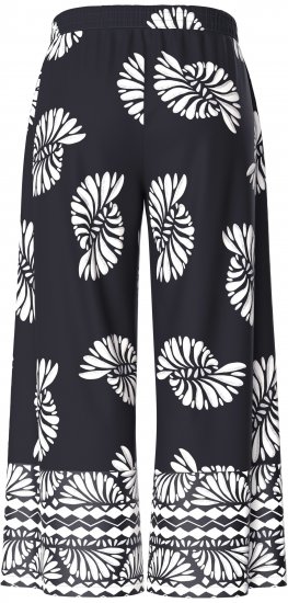 Ulla Popken Fossil Print Elastic Waist Palazzo Pants Black - Jeans & Pantaloni Donna Taglie Comode – Plus Size - Jeans e Pantaloni Donna, EU 42-70